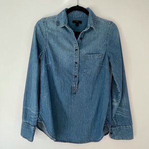 J CREW cotton denim long sleeve popover